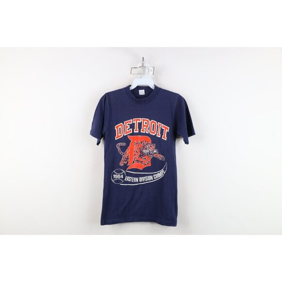 Vintage 80s Womens S 1984 Division Champs Detroit Tigers Baseball T-Shirt USA - Picture 1 of 12